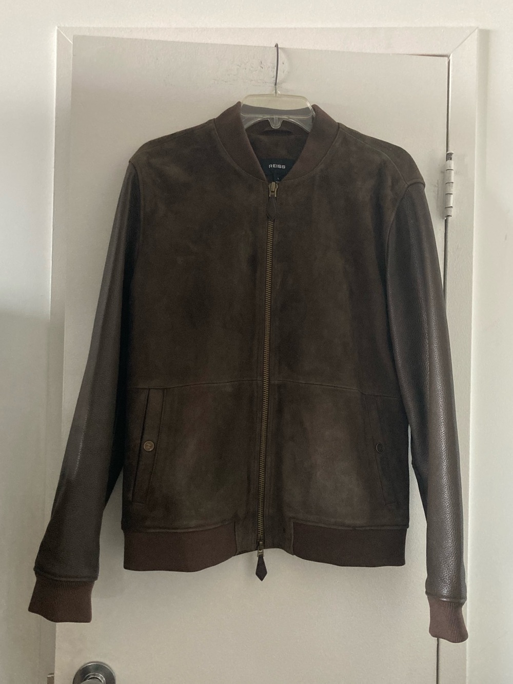 Men’s REISS Luxury Brown Suede and Leather Jacket L runs slim